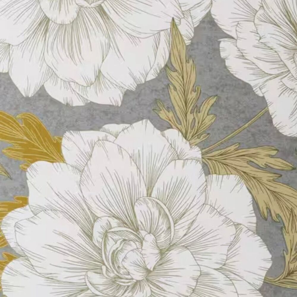 Company Store Company Cotton Grey/Gold Peonies Sateen Set of 2 Standard Shams - Picture 5 of 7